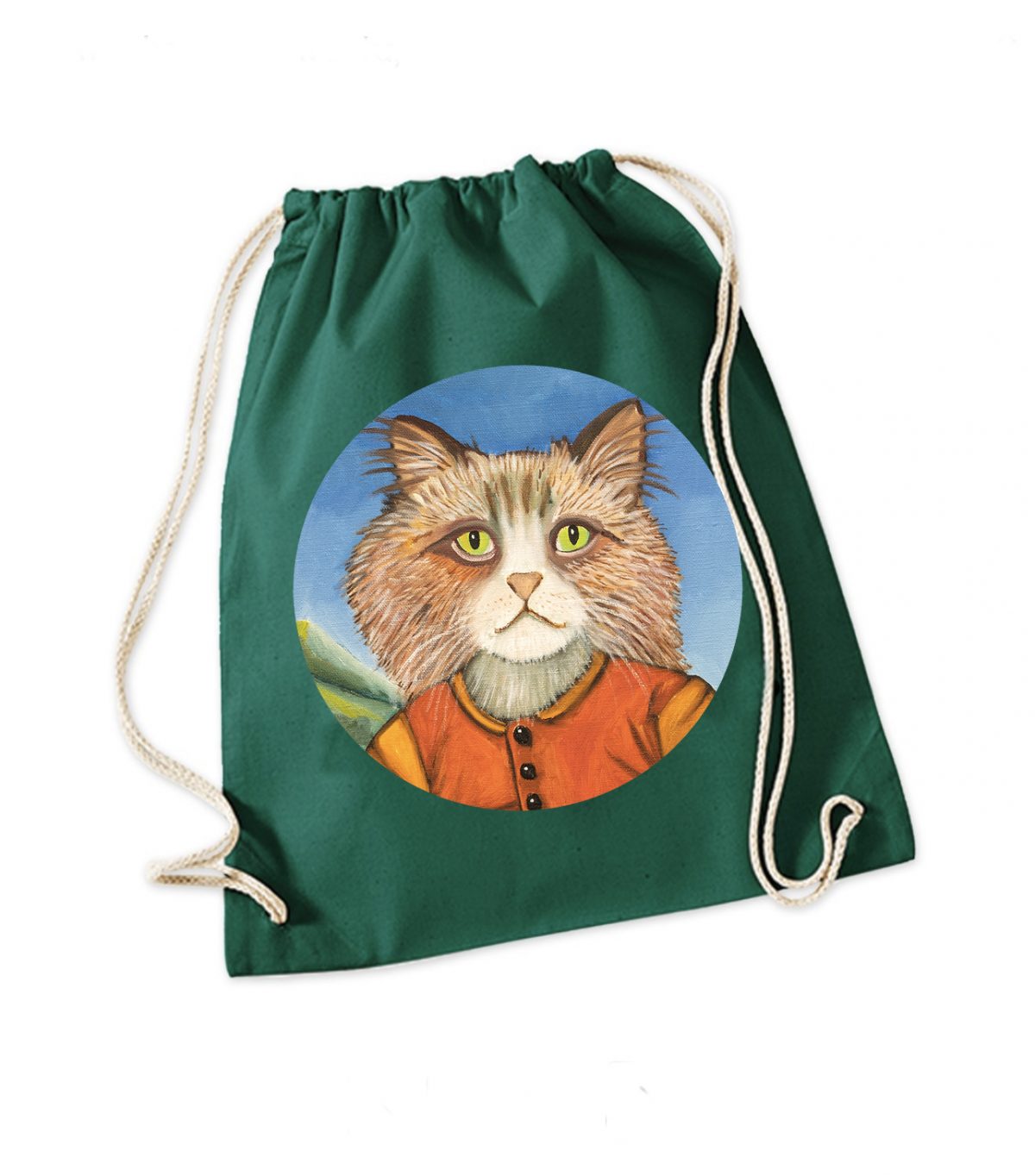 Turnbeutel Katze grün